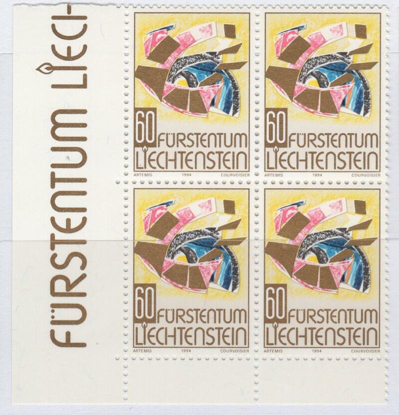 Francobolli Liechtenstein Anno 1994 Natale QUARTINE D'ANGOLO