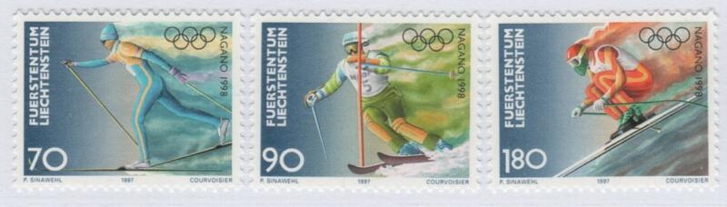Francobolli Liechtenstein Anno 1997 NAGANO 98 Giochi Olimpici invernali