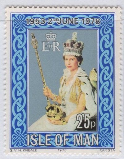 Francobollo Man Anno 1978 25esimo anniversario incoronazione Regina Elisabetta II