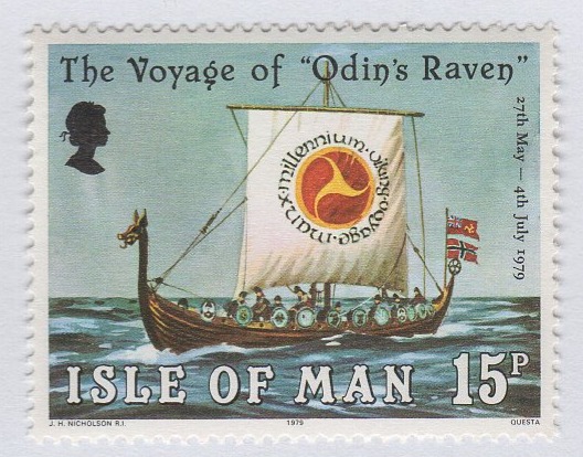Francobollo Man Anno 1979 Viaggio dell’imbarcazione vikinga Odin’s Raven