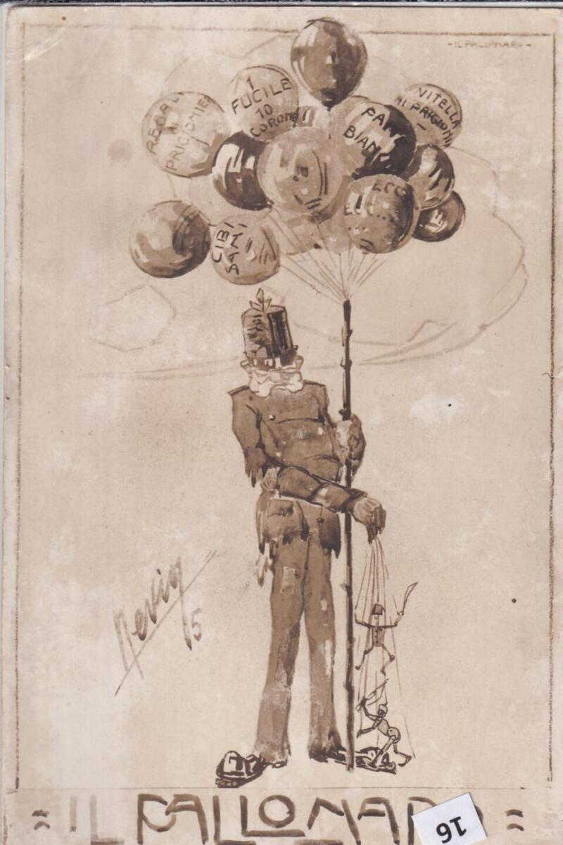 Cartolina satirica d'epoca IL PALLONARO