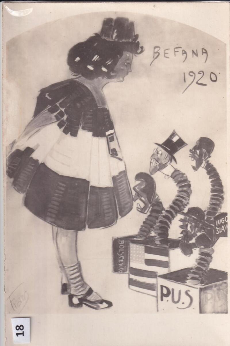 Cartolina satirica d'epoca  BEFANA 1920