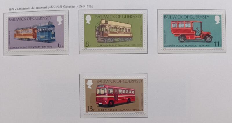 Francobolli Guernsey Anno 1979 Centenario dei trasporti pubblici