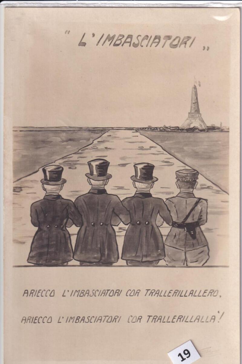 Cartolina satirica d'epoca L'IMBASCIATORI