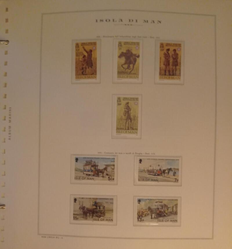 Francobolli Man Anno 1976 Annata completa montata su Fogli Marini King usati (i fogli sono in omaggio)