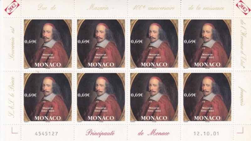 Minifoglio Monaco Anno 2002 Quarto centenario della nscita di Jules Mazarin