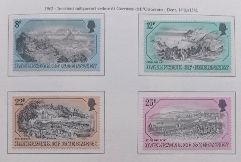 Francobolli Guernsey Anno 1982 Antiche stampe dell'Isola Seconda serie