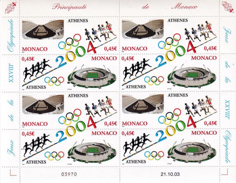 Minifoglio Monaco Anno 2004 Atene 2004 Giochi Olimpici estivi