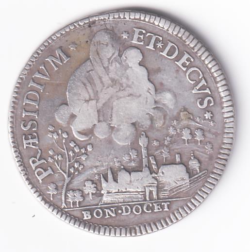 Moneta Stato Pontificio (Bologna) SCUDO PAOLI 10 PRAESIDIUM ET DECUS BON. DOCET 1796 POPULUS.ET.SENATUS.BONON P.IO – 1796 - R 2