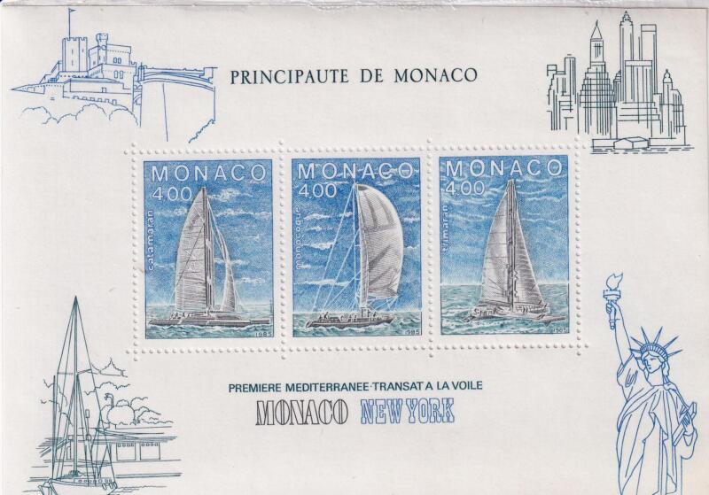 Foglietto Monaco Anno 1985 Prima regata velica Monaco-New York