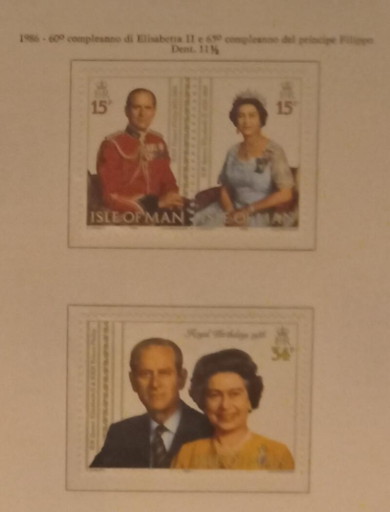Francobolli Man Anno 1986 Compleanno della Regina Elisabetta II e del Principe Filippo di Edimburgo