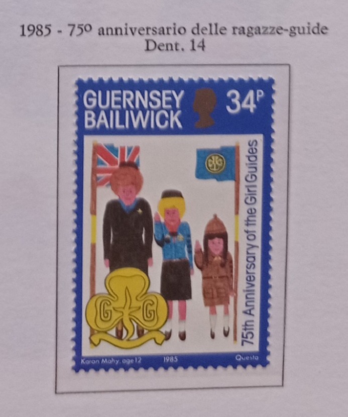 Francobollo Guernsey Anno 1985 75esimo anniversario del Movimento femminile scout