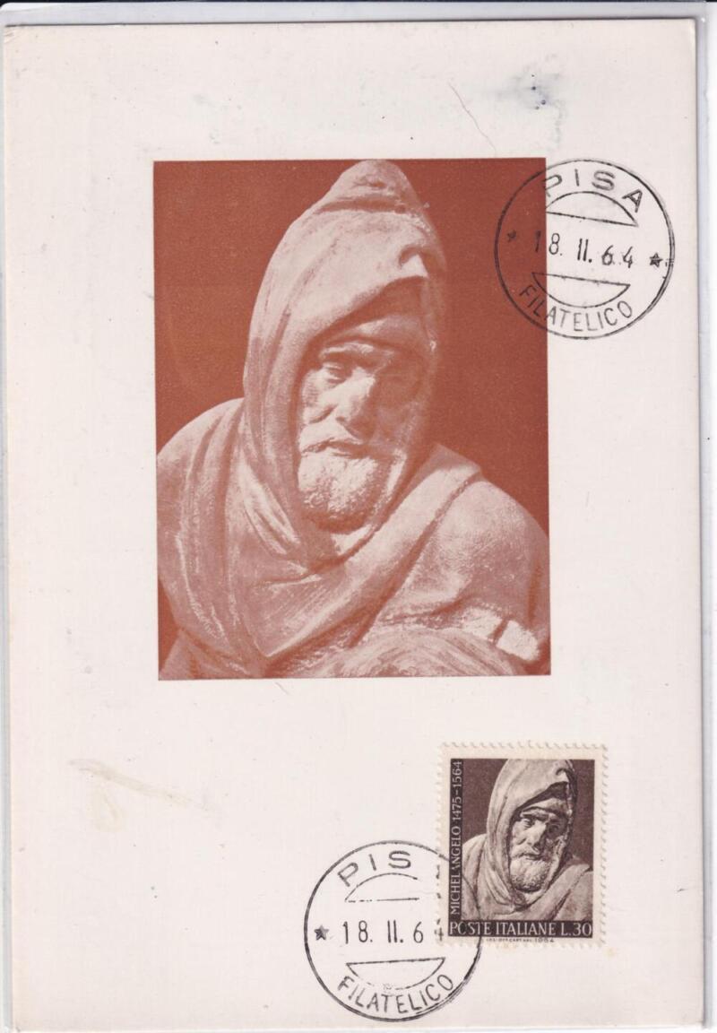 Cartolina Maximum Michelangelo 1977 Lire 40 Annullo Primo Giorno Pisa Filatelico