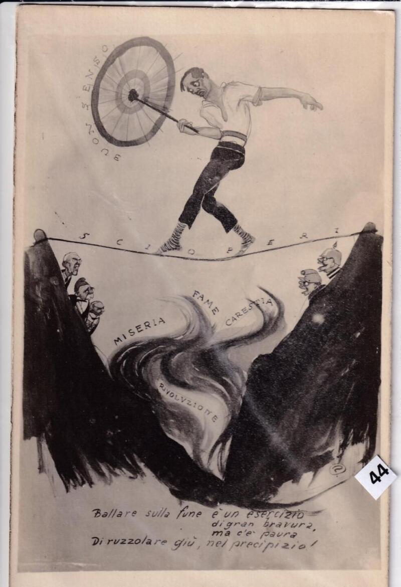 Cartolina satirica d'epoca SCIOPERI