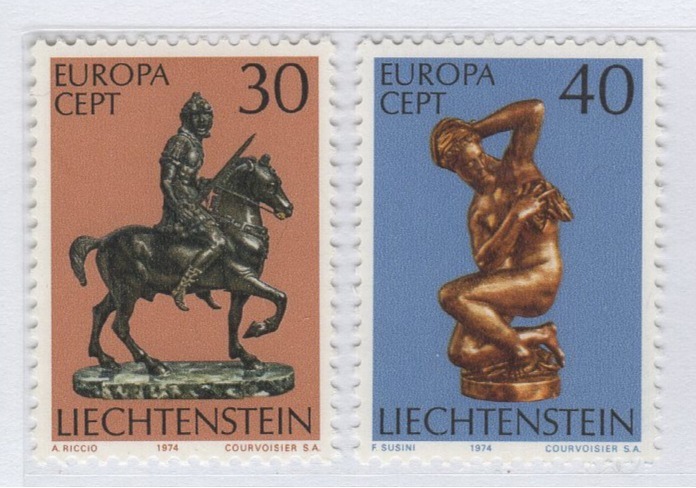 Francobolli Liechtenstein Anno 1974 Europa Sculture