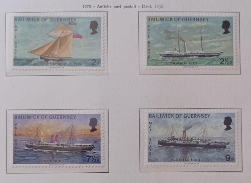 Francobolli Guernsey Anno 1972 Navi postali Prima serie