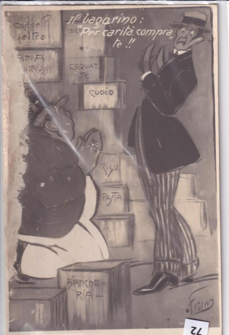 Cartolina satirica d'epoca IL BAGARINO