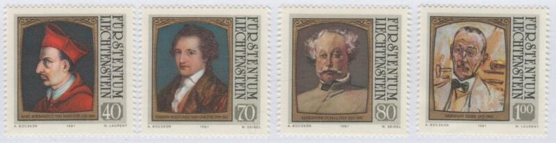 Francobolli Liechtenstein Anno 1981 Ritratti di famosi visitatori Prima serie