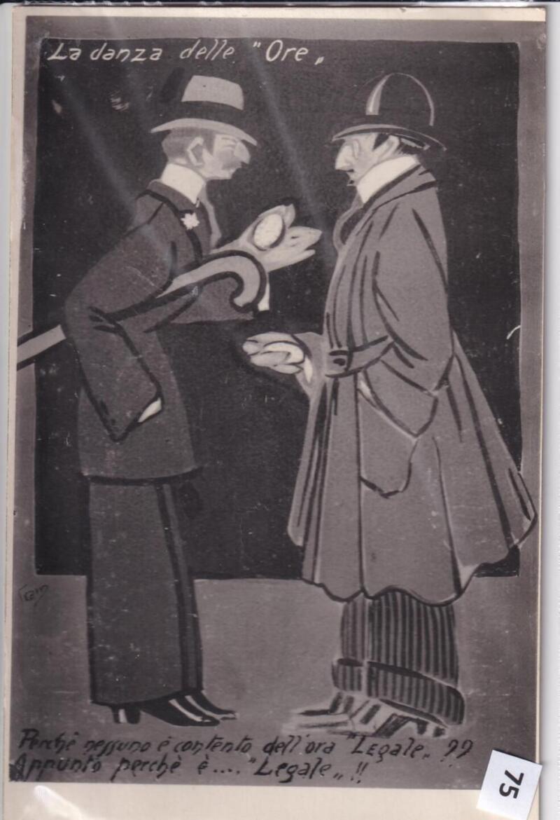 Cartolina satirica d'epoca LA DANZA DELLE ORE