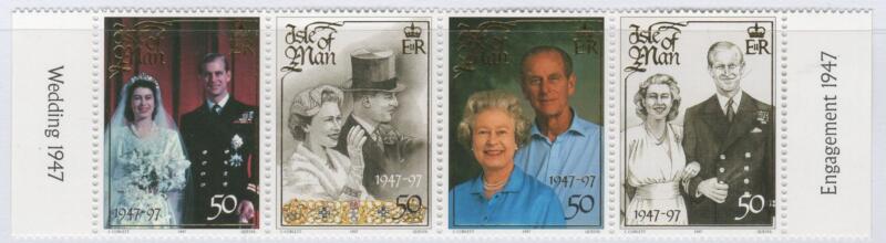 Francobolli Man Anno 1997 Nozze d’oro della Regina Elisabetta e del Principe Filippo