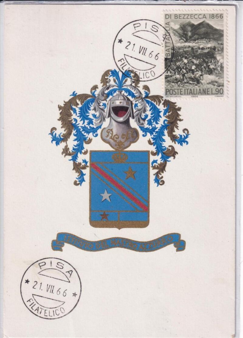 Cartolina stemma – Battaglia di Bezzecca1027 Annullo Primo Giorno Pisa Filatelico
