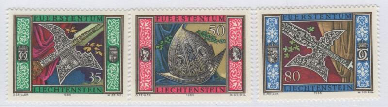 Francobolli Liechtenstein Anno 1985 Armi della guardia provenienti dalla sala d'armi del Principe del Liechtenstein
