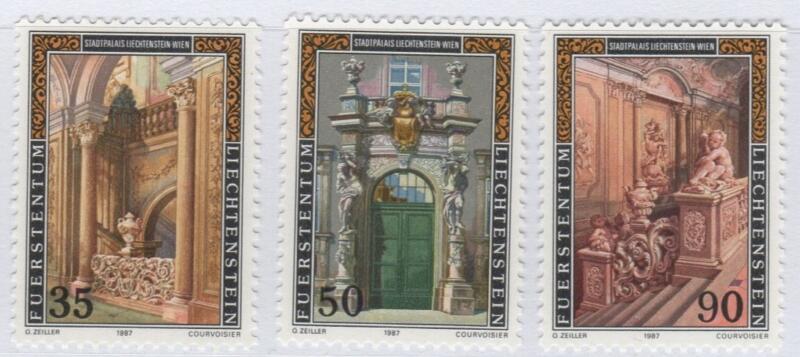 Francobolli Liechtenstein Anno 1987 Palazzo municipale del Liechtenstein a Vienna