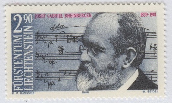Francobollo Liechtenstein Anno 1989 150esimo anniversario della nascita di Josef Rheinberg