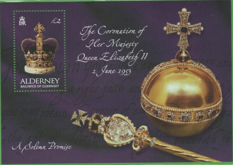 Foglietto Alderney Anno 2003 Cinquantenario dell'incoronazione della Regina Elisabetta II