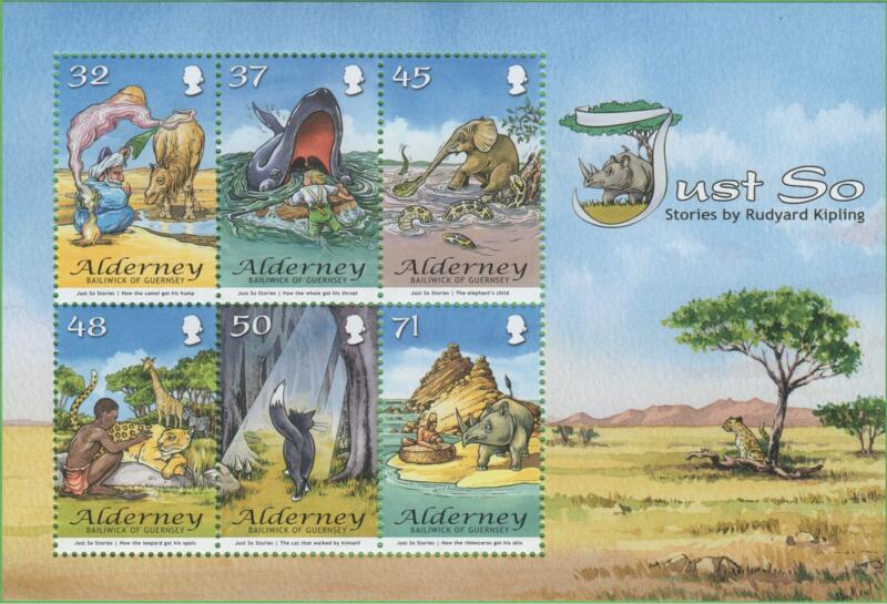 Foglietto Alderney Anno 2007 Illustrazioni da libri per bambini scritti da Rudyard Kipling