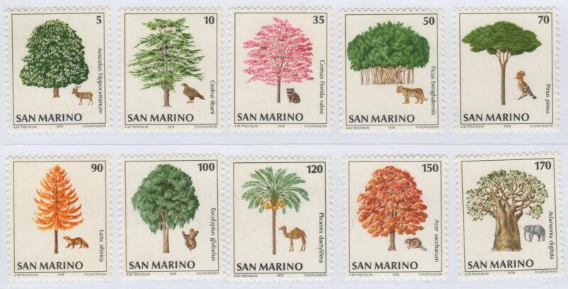 Francobolli San Marino Anno 1979 Natura da salvare Alberi ed animali