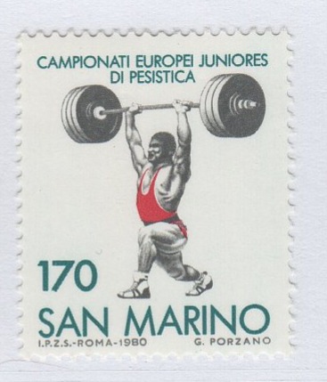 Francobollo San Marino Anno 1980 Campionati mondiali juniores di sollevamento pesi
