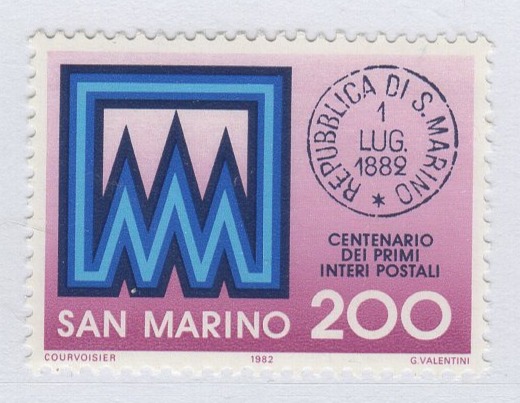 Francobollo San Marino Anno 1982 Centenario dei primi interi postali