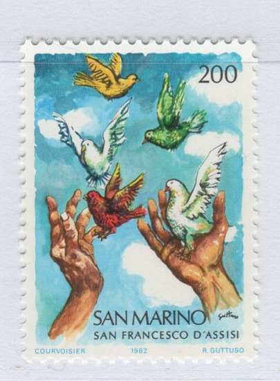 Francobollo San Marino Anno 1982 Ottavo centenario della nascita di San Francesco d'Assisi
