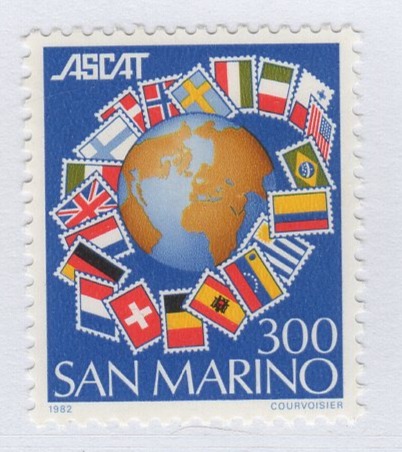 Francobollo San Marino Anno 1982 ASCAT Associazione Internazionale Editori di Cataloghi Filatelici