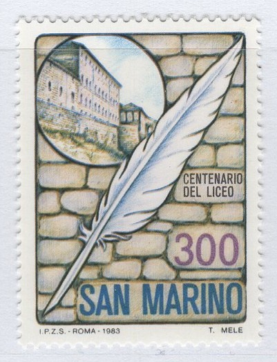 Francobollo San Marino Anno 1983 Centenario dell'istituzione del Liceo di Stato di San Marino