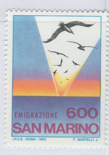 Francobollo San Marino Anno 1985 Emigrazione