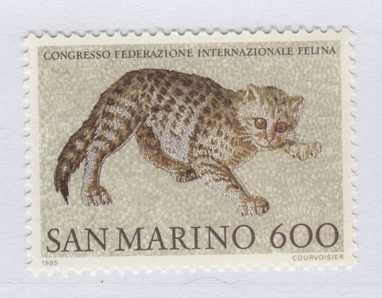 Francobollo San Marino Anno 1985 Congresso della Federazione Internazionale Felina