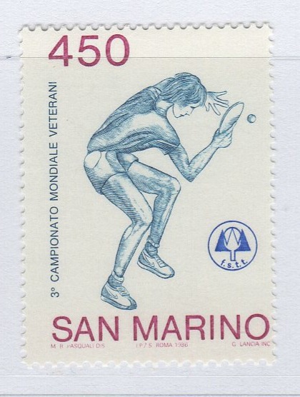 Francobollo San Marino Anno 1986 Campionati mondiali di tennis da tavolo