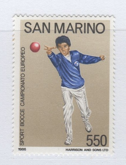 Francobollo San Marino Anno 1986 Campionato europeo di bocce