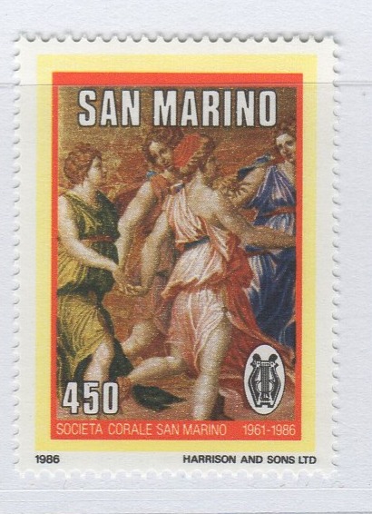 Francobollo San Marino Anno 1986 25esimo anniversario della Società Corale di San Marino