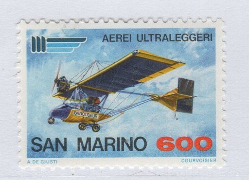 Francobollo San Marino Anno 1987 Aerei ultraleggeri