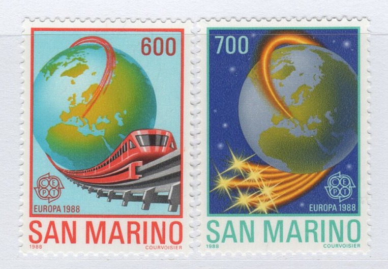 Francobolli San Marino Anno 1988 Europa Mezzi di trasporto e comunicazione