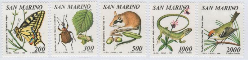 Francobolli San Marino Anno 1990 Flora e fauna di San Marino