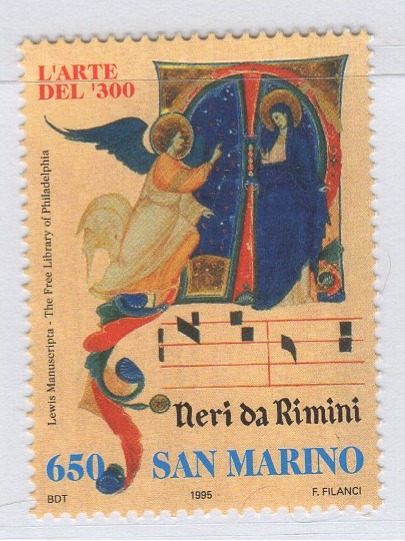 Francobollo San Marino Anno 1995 Neri da Rimini Il Trecento riminese tra pittura e scrittura