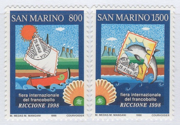 Francobolli San Marino Anno 1998 50esima fiera internazionale del francobollo di Riccione