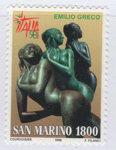 Francobollo San Marino Anno 1998 ITALIA 98 Esposizione mondiale di filatelia Milano Giornata dell'arte