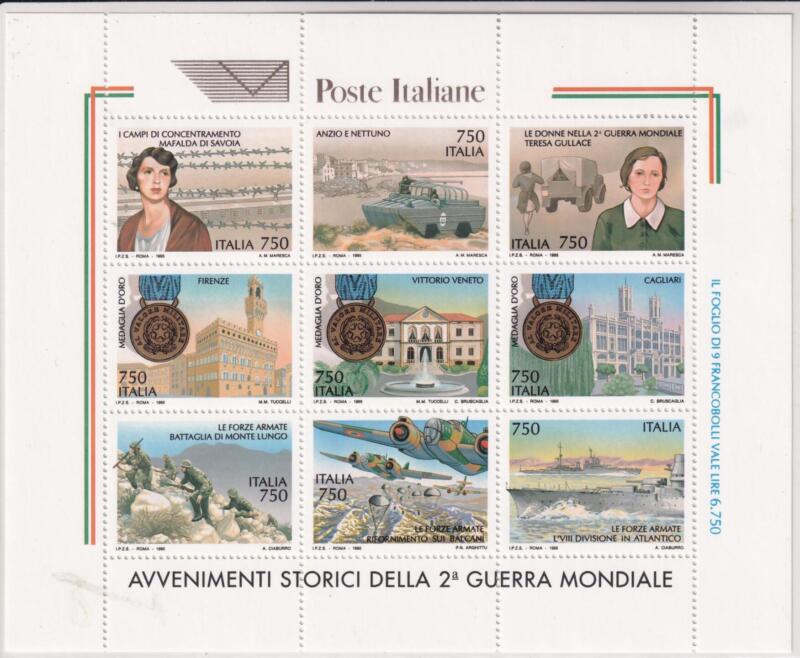 Foglietto Italia Anno 1995 Avvenimenti storici della Seconda Guerra Mondiale nel cinquantenario Terza serie