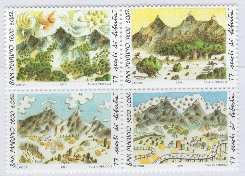 Francobolli San Marino Anno 2001 17esimo centenario della Fondazione della Repubblica Seconda serie