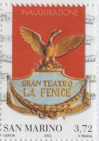 Francobollo San Marino Anno 2003 Riapertura al pubblico del Teatro La Fenice